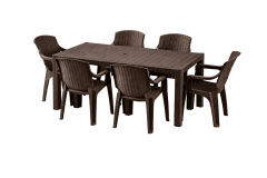 Z�hradn� n�bytok set st�l 90x150 cm + 6 stoli�iek hned�