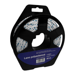 Lano polyester 8-vl�kien, dut�, biela s modrou 5mm/30m