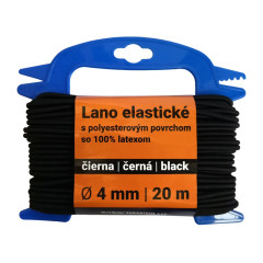 Lano elastick� s polyesterov�m povrchom so 100% latexom, �ierna 4mm/20m