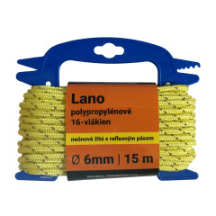 Lano polypropyl�nov�, 16-vl�kien, ne�nov� �lt� s reflexn�m p�sikom 6mm/15m
